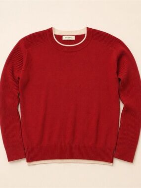 Max Simple 100% Cashmere Red Contrast Sweater